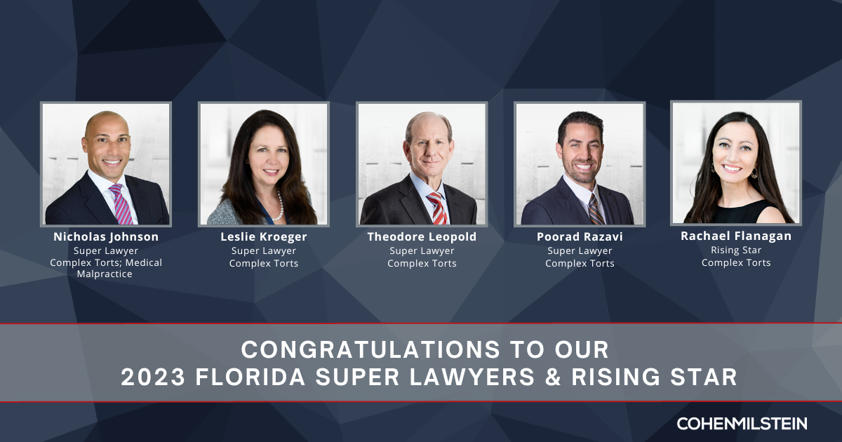 Five Cohen Milstein Attorneys Recognized as Super Lawyers & Rising