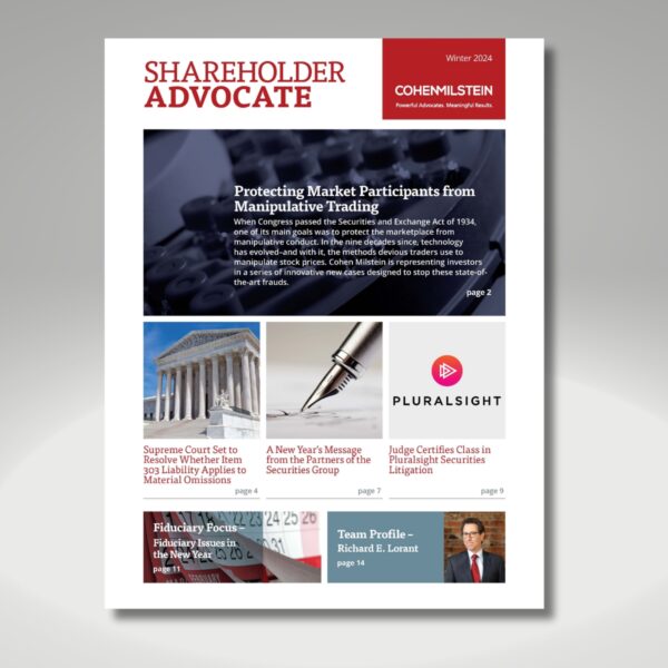 Shareholder Advocate Winter 2024 Issue Released - Cohen Milstein